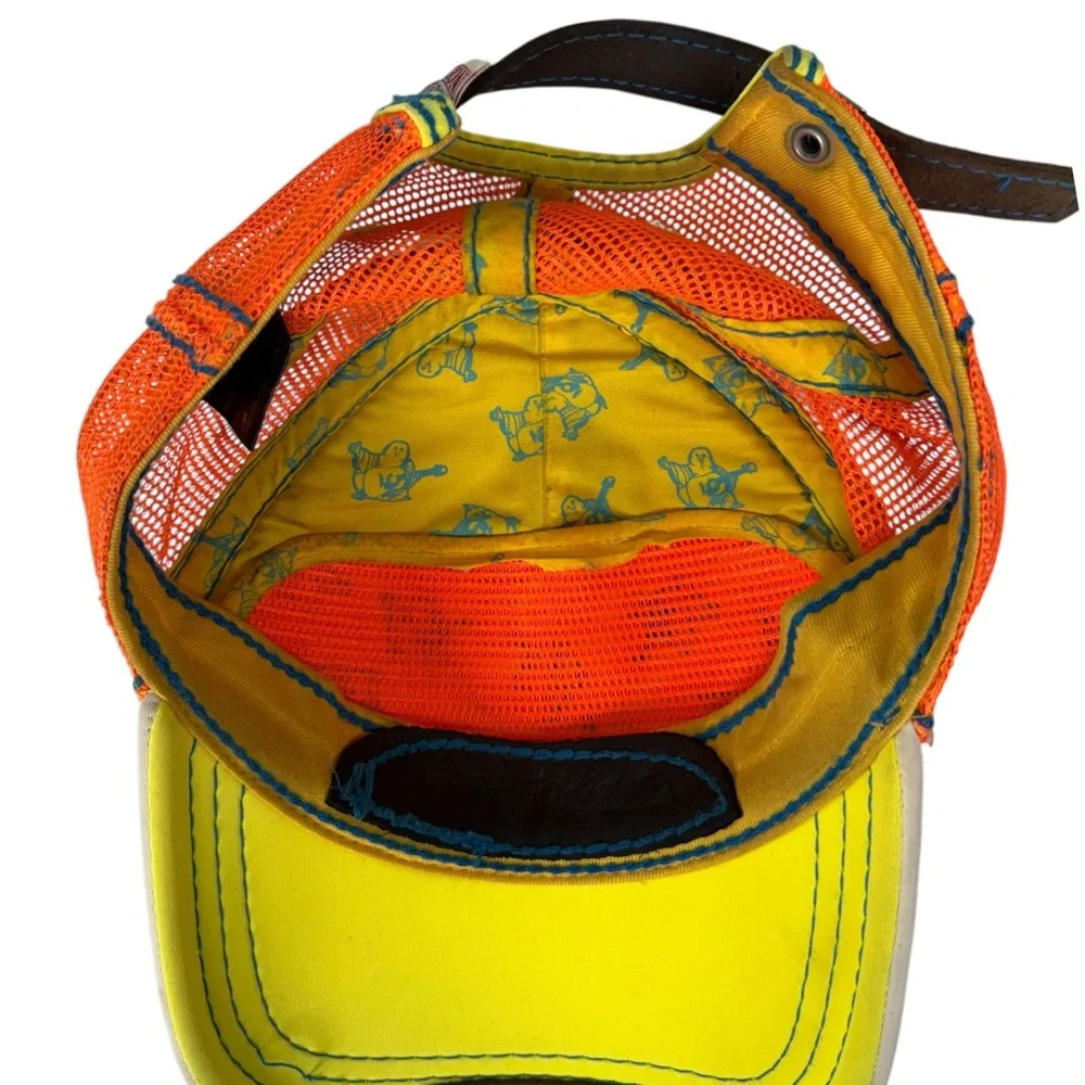 True Religion Malibu 90265 Strapback Trucker Hat Orange Neon California Vintage - Picture 13 of 13